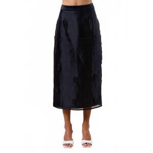 NEW LALAVON chiffon beaded midi skirt in black